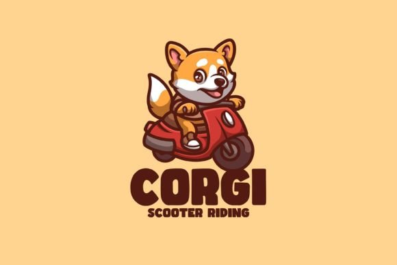 Download Corgi Scooter Riding Cartoon Illustratio - Scooter riding Collection