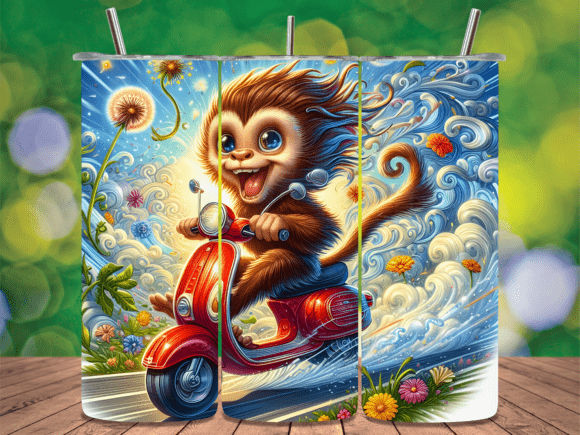 Download Scooter Riding Monkey Fun Tumbler Wrap - Scooter riding Collection